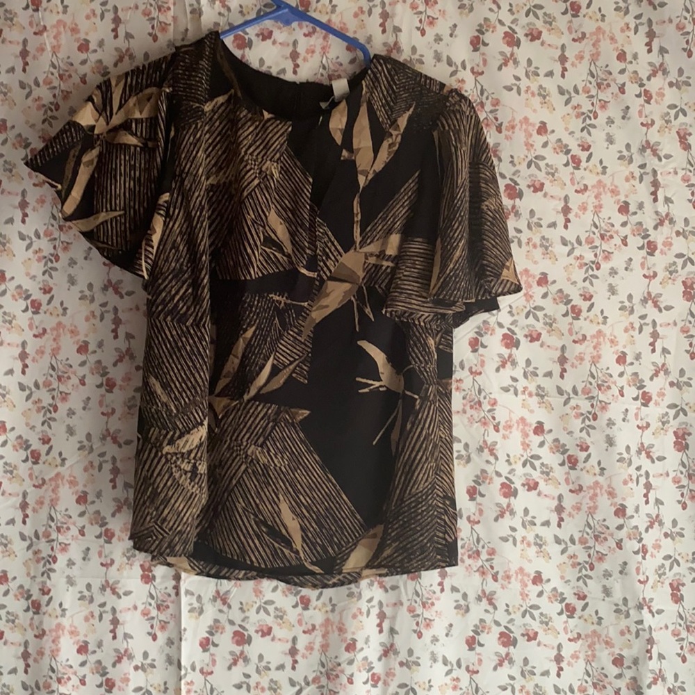 Halton heritage pleated overlay details black bamboo leaves top XS